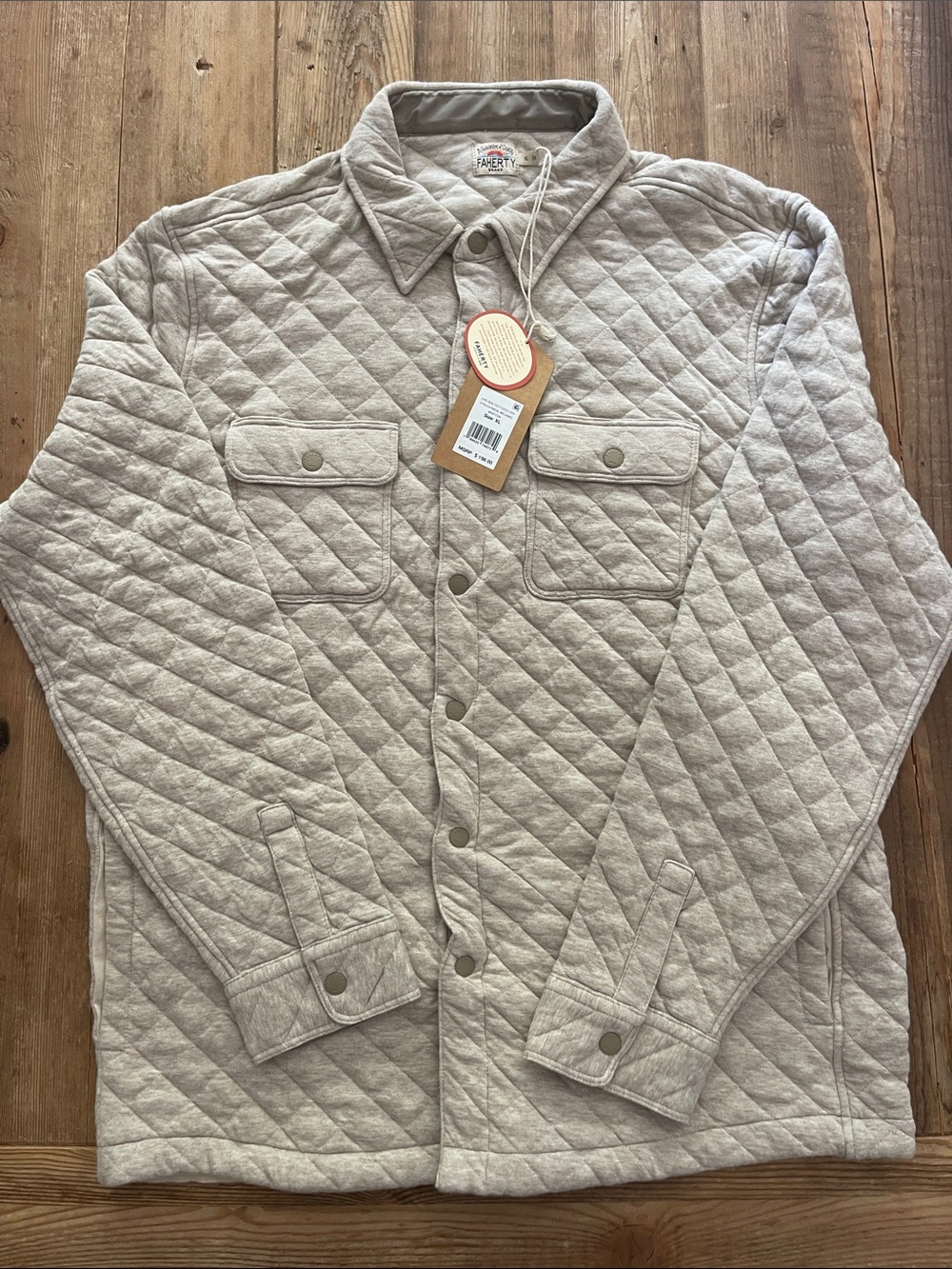 NEW Faherty Epic Quilted Fleece CPO Oatmeal